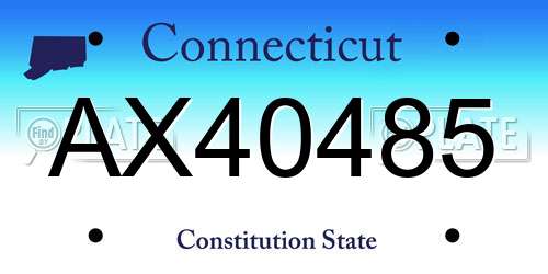 AX40485 Connecticut License Plate