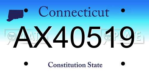 AX40519 Connecticut License Plate