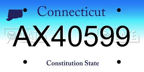 AX40599 Connecticut License Plate