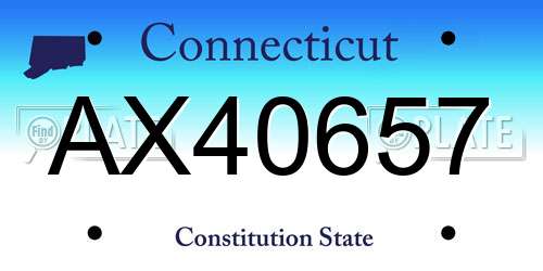 AX40657 Connecticut License Plate