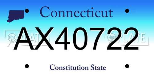 AX40722 Connecticut License Plate