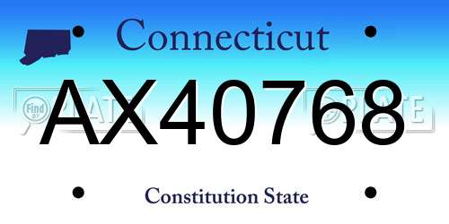 AX40768 Connecticut License Plate