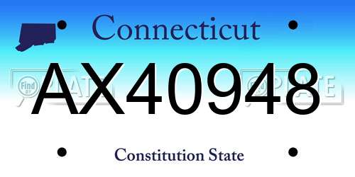 AX40948 Connecticut License Plate