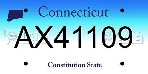 AX41109 Connecticut License Plate