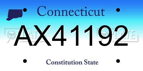 AX41192 Connecticut License Plate