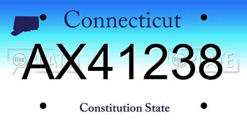 AX41238 Connecticut License Plate