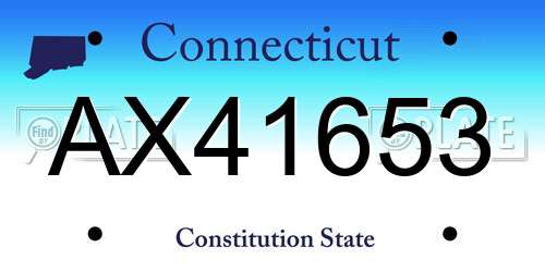 AX41653 Connecticut License Plate