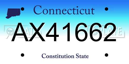 AX41662 Connecticut License Plate