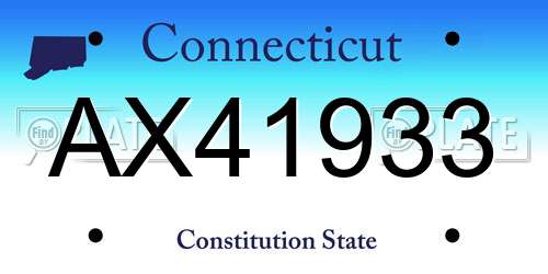 AX41933 Connecticut License Plate