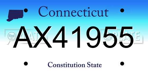AX41955 Connecticut License Plate