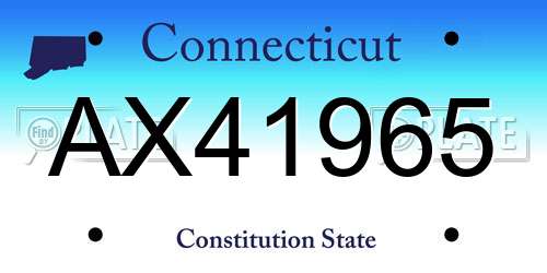 AX41965 Connecticut License Plate