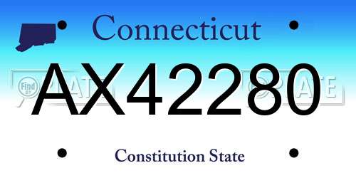 AX42280 Connecticut License Plate