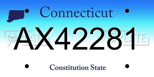 AX42281 Connecticut License Plate