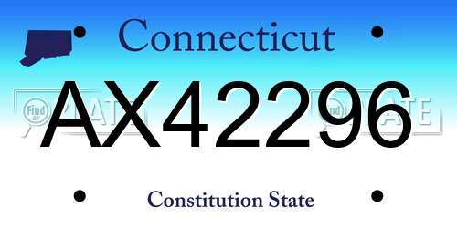 AX42296 Connecticut License Plate
