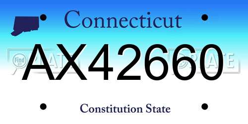 AX42660 Connecticut License Plate