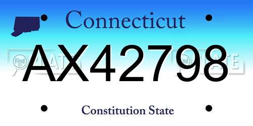 AX42798 Connecticut License Plate