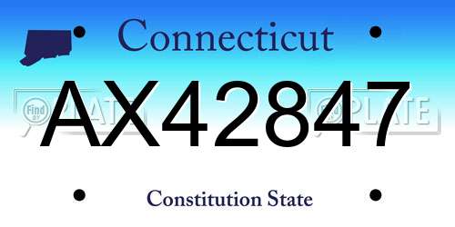 AX42847 Connecticut License Plate