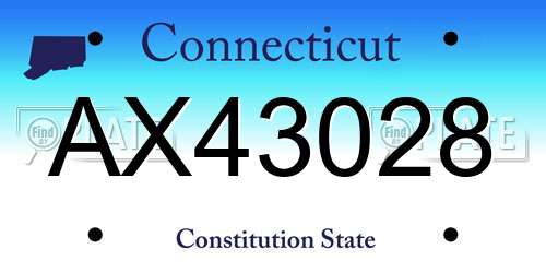 AX43028 Connecticut License Plate