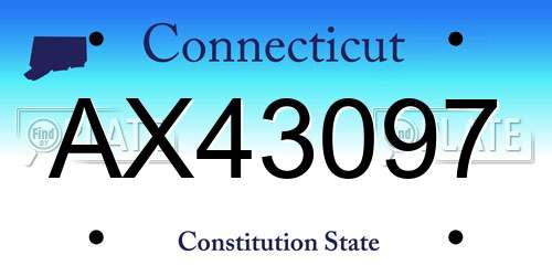 AX43097 Connecticut License Plate
