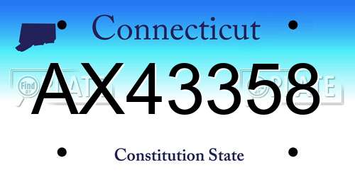 AX43358 Connecticut License Plate