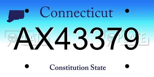 AX43379 Connecticut License Plate