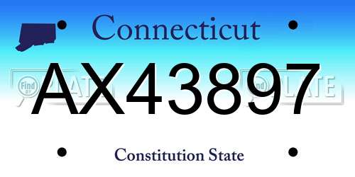 AX43897 Connecticut License Plate