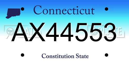 AX44553 Connecticut License Plate