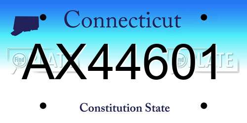AX44601 Connecticut License Plate