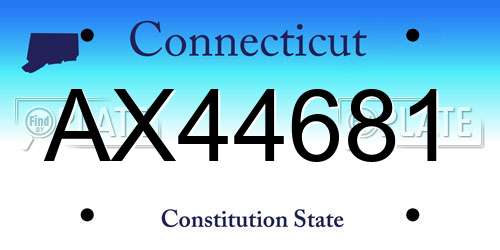 AX44681 Connecticut License Plate