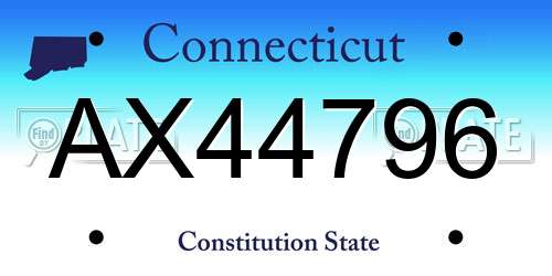 AX44796 Connecticut License Plate