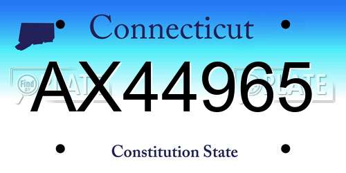AX44965 Connecticut License Plate