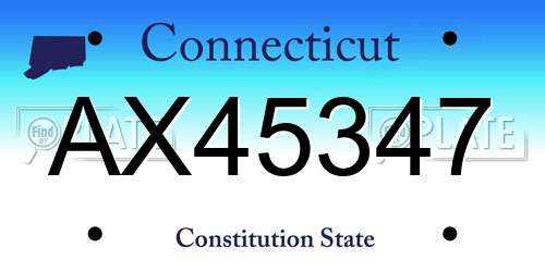 AX45347 Connecticut License Plate