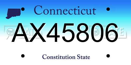 AX45806 Connecticut License Plate