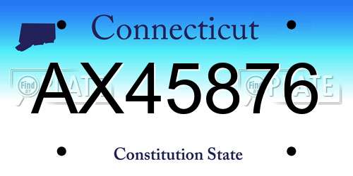 AX45876 Connecticut License Plate