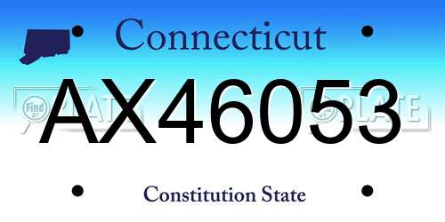 AX46053 Connecticut License Plate