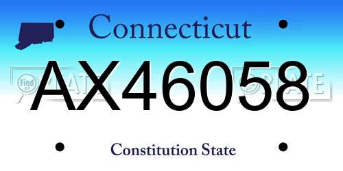 AX46058 Connecticut License Plate