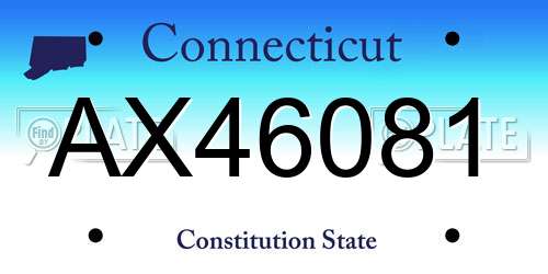 AX46081 Connecticut License Plate