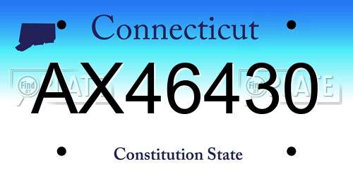 AX46430 Connecticut License Plate