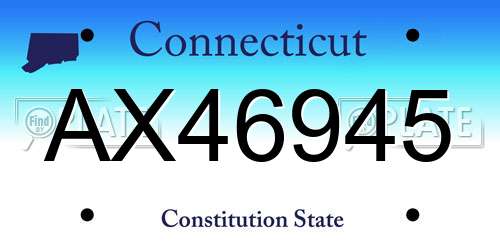 AX46945 Connecticut License Plate