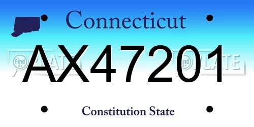 AX47201 Connecticut License Plate