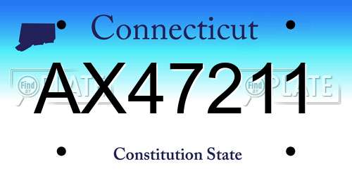 AX47211 Connecticut License Plate