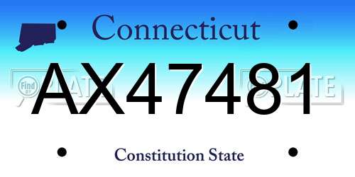 AX47481 Connecticut License Plate