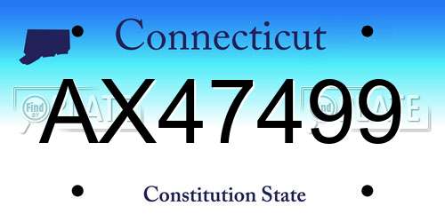 AX47499 Connecticut License Plate