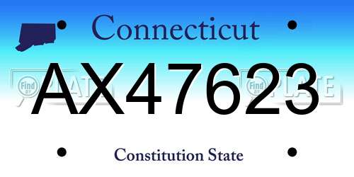AX47623 Connecticut License Plate