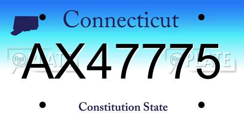AX47775 Connecticut License Plate