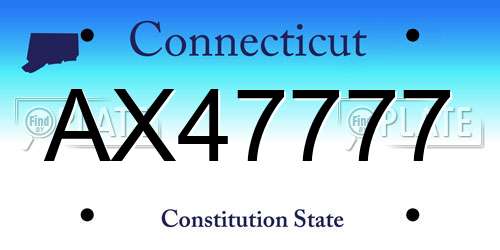 AX47777 Connecticut License Plate