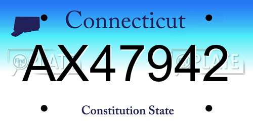 AX47942 Connecticut License Plate