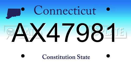 AX47981 Connecticut License Plate