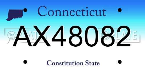 AX48082 Connecticut License Plate