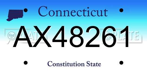 AX48261 Connecticut License Plate